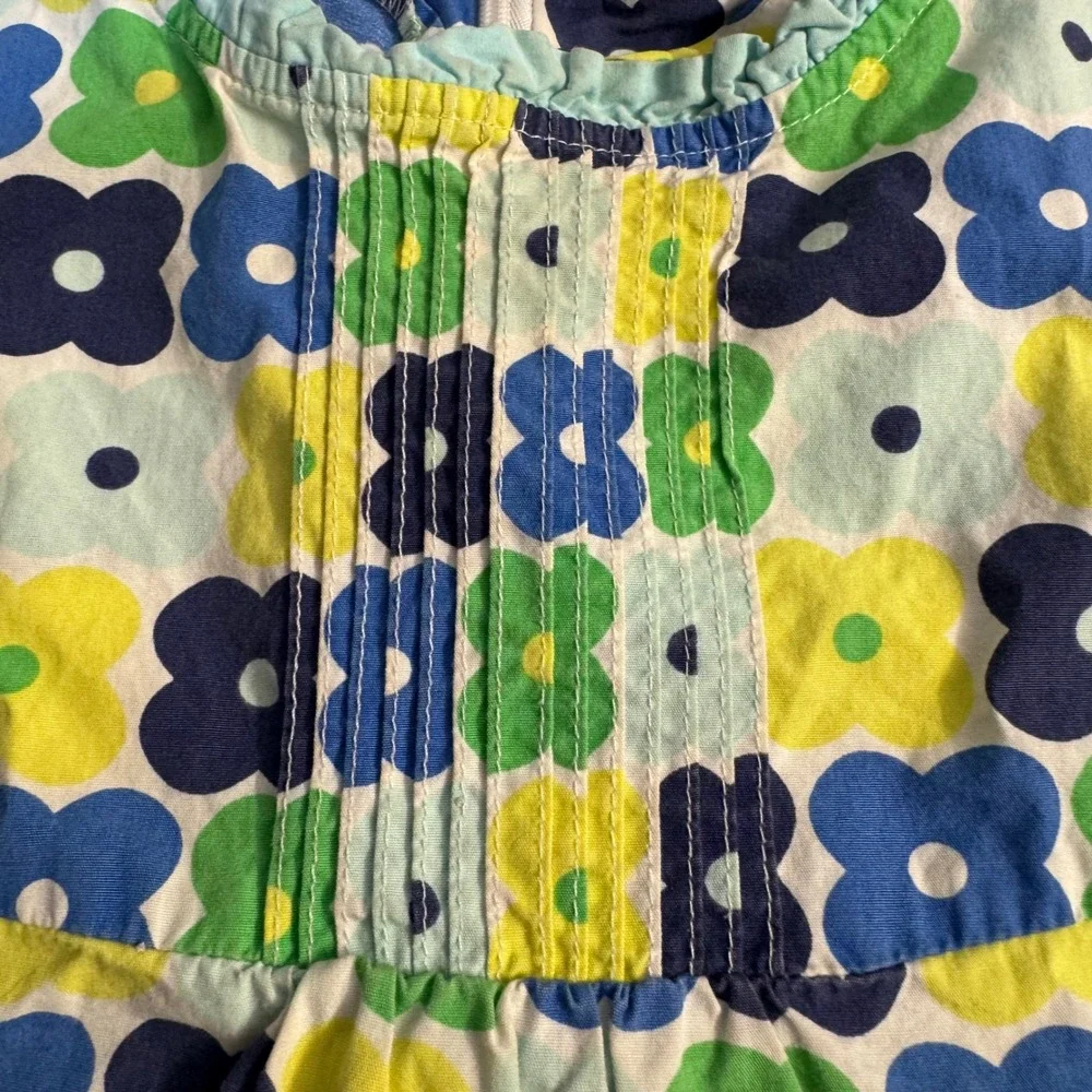 2008 Gymboree Girls Size 8 Blue Green Yellow Floral Sleeveless Cotton Top